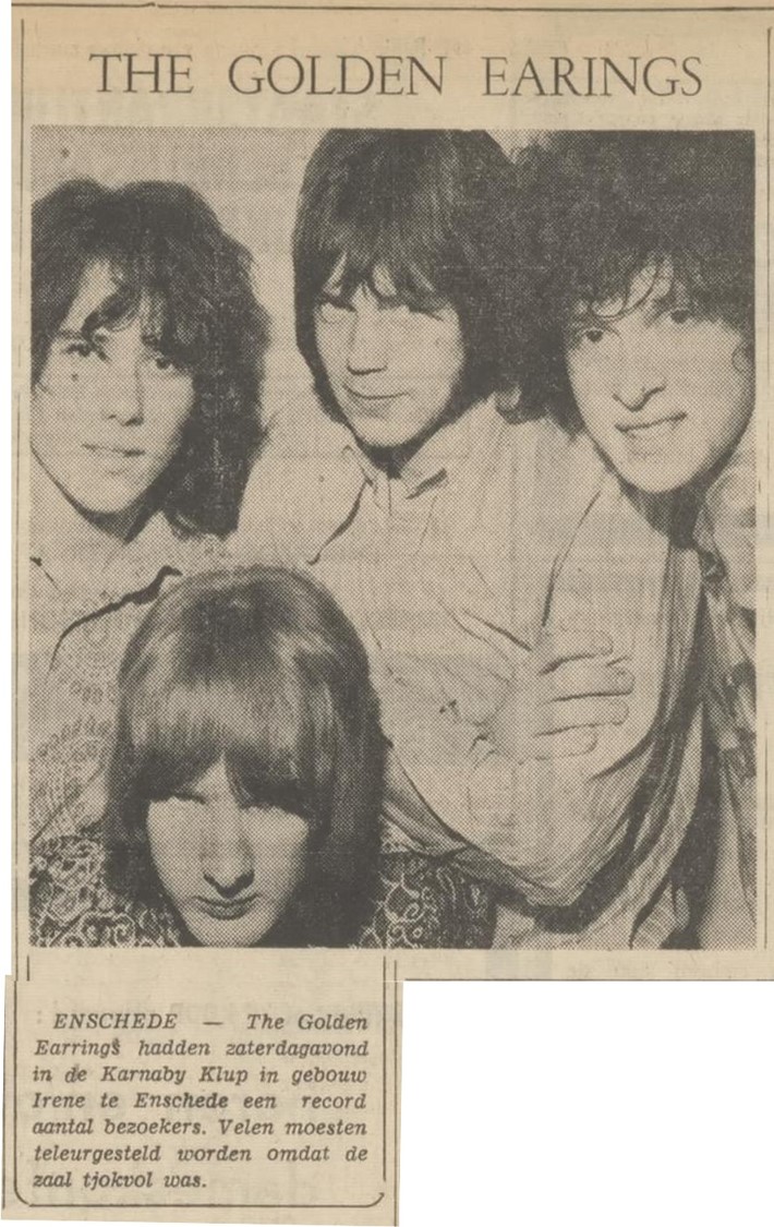Tubantia newspaper January 29 1968 show review The Golden Earings (January 27 1968 Enschede - Gebouw Irene)